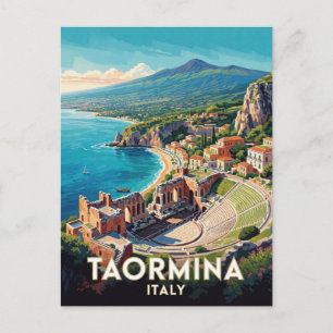 Taormina Italy Greek Theatre Travel Scene 🏛️ Postcard