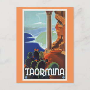 Taormina Italy Vintage Travel Europe Postcard