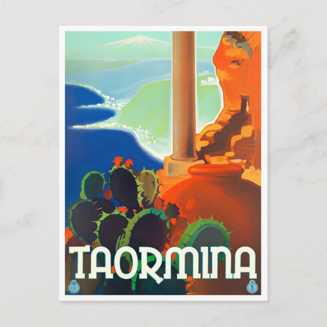 Taormina Italy vintage travel Postcard (Front)