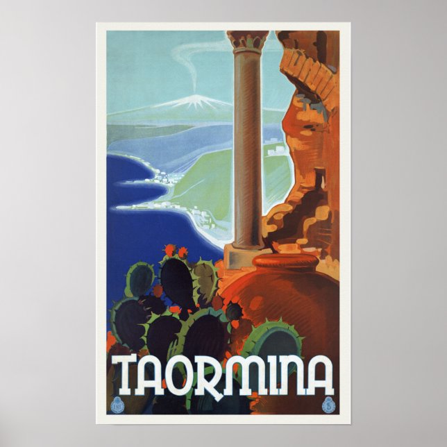 Taormina Italy - Vintage Travel Poster (Front)
