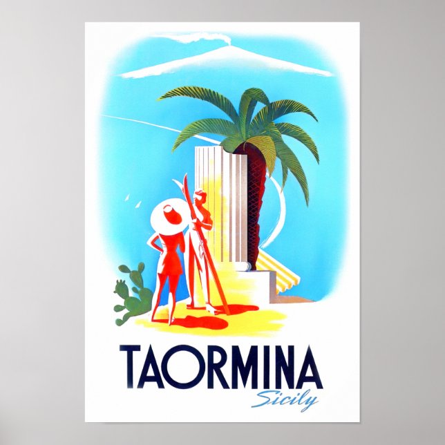Taormina Sicily Italy vintage travel Poster (Front)
