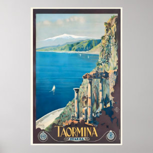 Taormina Sicily Italy Vintage Travel Poster