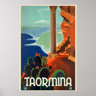Taormina Sicily Italy Vintage Travel Poster