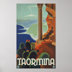 Taormina Sicily Italy VintageTravel Poster