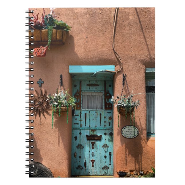 Taos Adobe Blue Door Photo Notebook (Front)