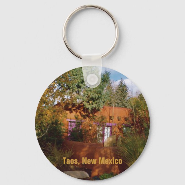 Taos Adobe Casita in Morning Sunlight Key Ring (Front)