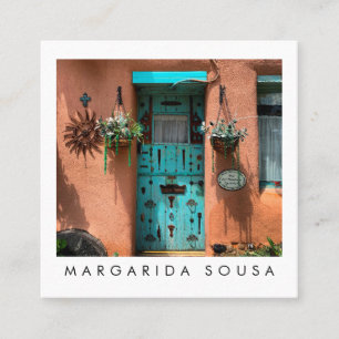Taos Adobe Door Photo Travel Tourism Hospitality Square Business Card