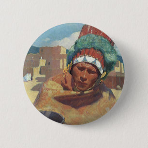Taos Indian Holding a Water Jug by Blumenschein 6 Cm Round Badge