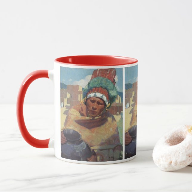 Taos Indian Holding a Water Jug by Blumenschein Mug (With Donut)