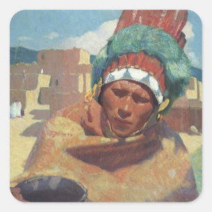 Taos Indian Holding a Water Jug by Blumenschein Square Sticker