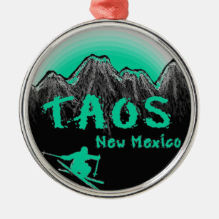 Taos New Mexico artistic skier Metal Tree Decoration