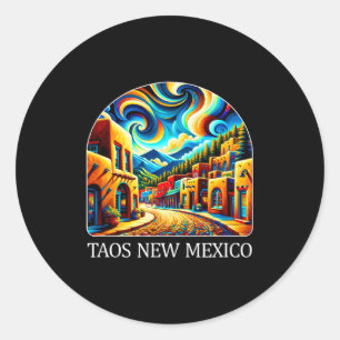 Taos New Mexico - Expressionism Art -  Classic Round Sticker
