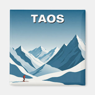 Taos New Mexico Skiing Skier Travel Magnet