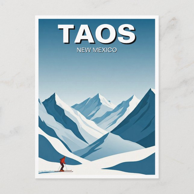Taos New Mexico Skiing Skier Travel Postcard (Front)