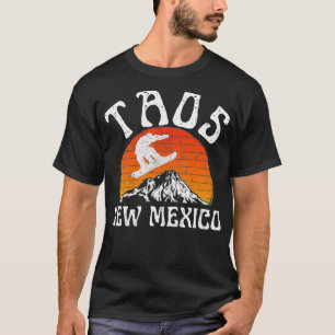 Taos New Mexico Snowboarder Retro Sunset Mountains T-Shirt