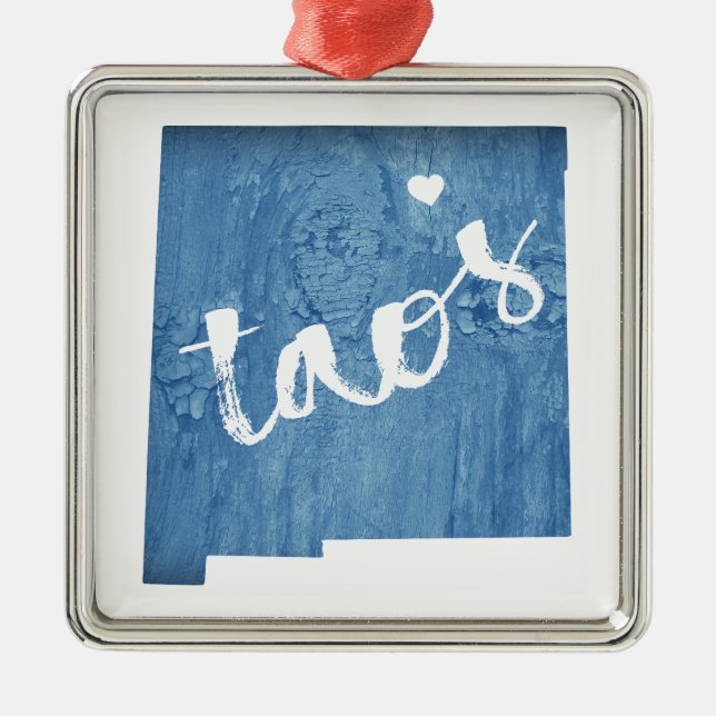 Taos New Mexico Wood Grain Metal Tree Decoration (Front)