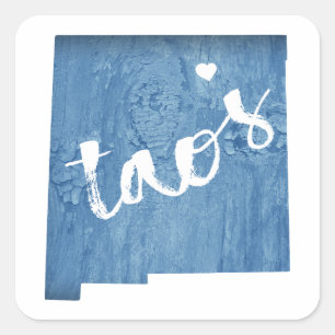 Taos New Mexico Wood Grain Square Sticker