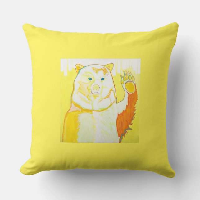 Taos Painter Allegra Sleep's "Hondo Bear" Cushion (Front)