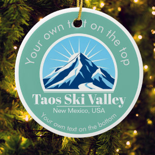 Taos Ski Valley New Mexico usa ski resort medal  Ceramic Tree Decoration