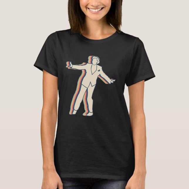 Tap Dance Dancing Swing Dancer Retro Line Art T-Shirt (Front)