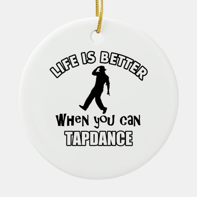 Tap dance Designs Ceramic Tree Decoration (Front)
