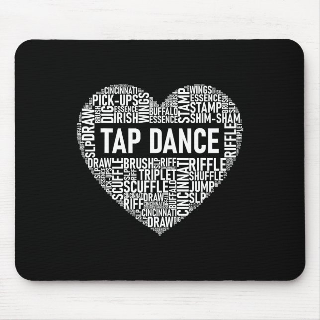 Tap Dance - Heart Shaped Word Cloud Tap Dancing  Mouse Mat (Front)