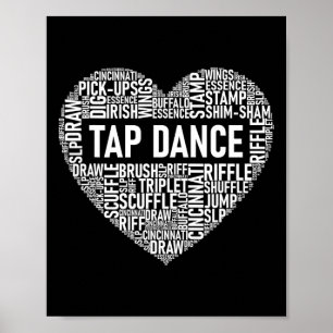 Tap Dance - Heart Shaped Word Cloud Tap Dancing Poster