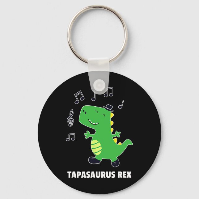 Tap Dance -tapasaurus Rex-dinosaur Recital Gift  Key Ring (Front)