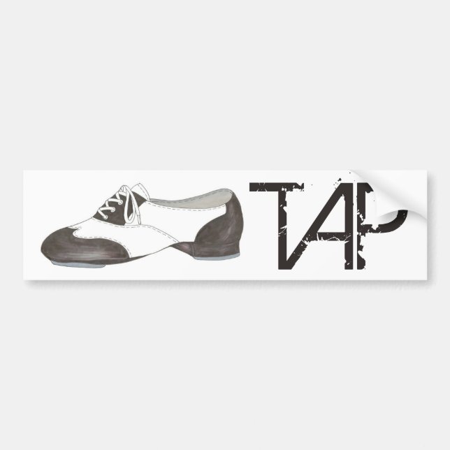 TAP Dance Teacher Black and White Oxford Shoe Gift Bumper Sticker (Front)