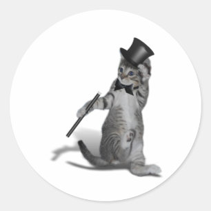 Tap Dancing Cat Classic Round Sticker