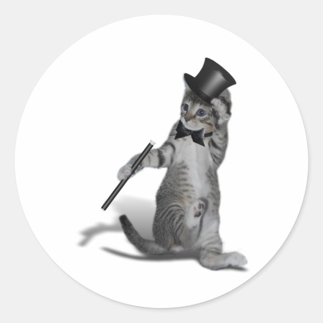 Tap Dancing Cat Classic Round Sticker (Front)