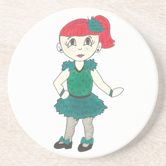 Tap Dancing Girl Redhead Freckles Dance Teacher Coaster (Front)
