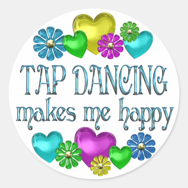 Tap Dancing Happiness Classic Round Sticker (Front)