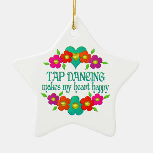 Tap Dancing Heart Happy Ceramic Tree Decoration