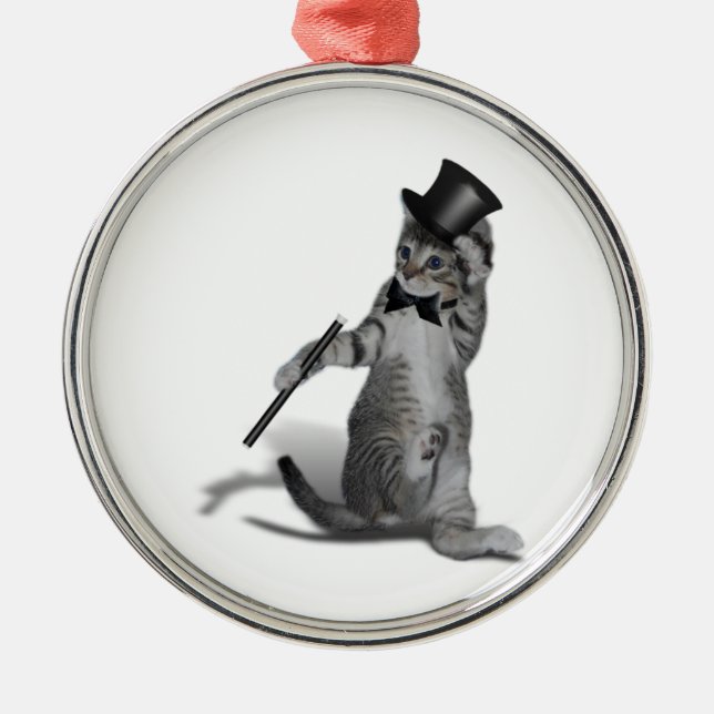 Tap Dancing Kitten Metal Tree Decoration (Front)