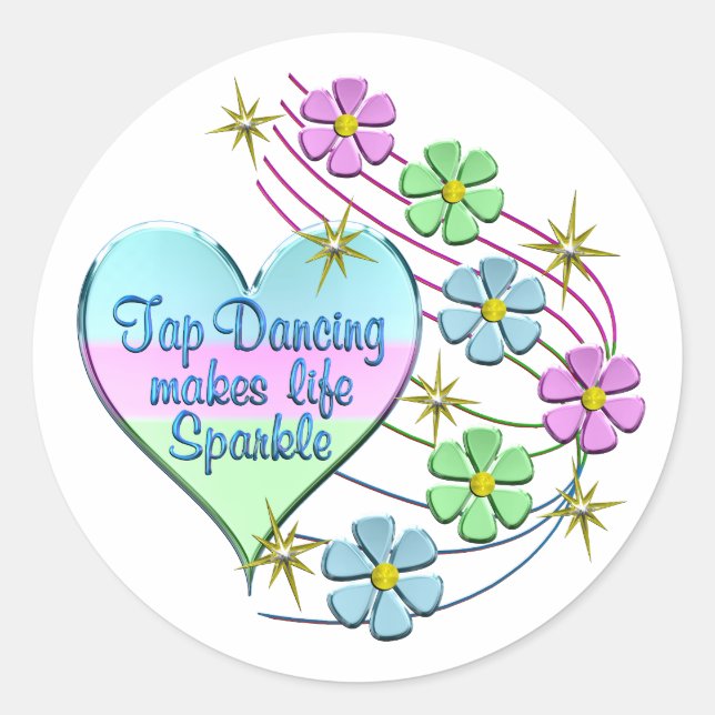 Tap Dancing Sparkles Classic Round Sticker (Front)