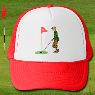 Tap in by Male Golfer on 18th Hole Golf  Trucker Hat