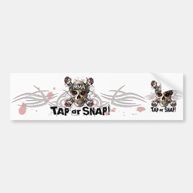Tap or Snap MMA Skull Gear Bumper Sticker (Front)