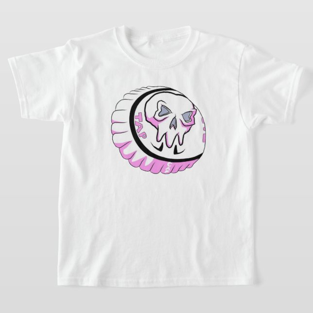 Tap Pink Skull Capss Sticker T-Shirt (Laydown)