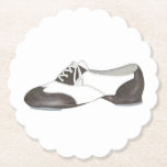 Tap Shoe Print Dance Teacher Dancer Tapdance Decor Paper Coaster<br><div class="desc">Features an original illustration of a black-and-white oxford style tap dance shoe. Perfect for your favourite dance teacher, studio owner, or tapper! Simply personalise with your information. Don't see what you're looking for? Need help with customisation? Click "rebeccaheartsny" (upper right corner) then "contact this designer" to have something created just...</div>