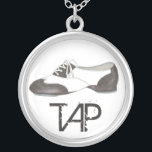 Tap Shoe Tapper Dance Teacher Dancer Tapdance Gift Silver Plated Necklace<br><div class="desc">Features an original illustration of a black-and-white oxford style tap dance shoe. Perfect for your favourite dance teacher,  studio owner,  or tapper! Don't see what you're looking for? Need help with customisation? Click "rebeccaheartsny" (upper right corner) then "contact this designer" to have something created just for you!</div>