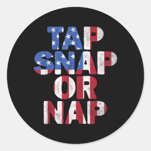 Tap Snap Or Nap Funny Jiu Jitsu American Flag Classic Round Sticker
