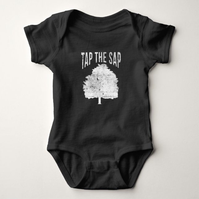 Tap The Sap for Maple Syrup Tree Maple Sugaring Baby Bodysuit (Front)
