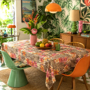 Tapa and lei tablecloth