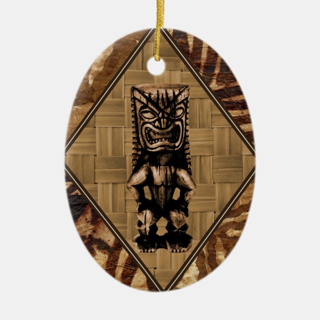 Tapa Tiki Vintage Surfboard Ornament (Front)