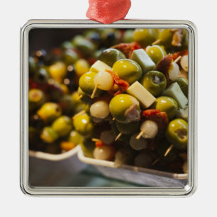 Tapas made with stuffed olives metal tree decoration