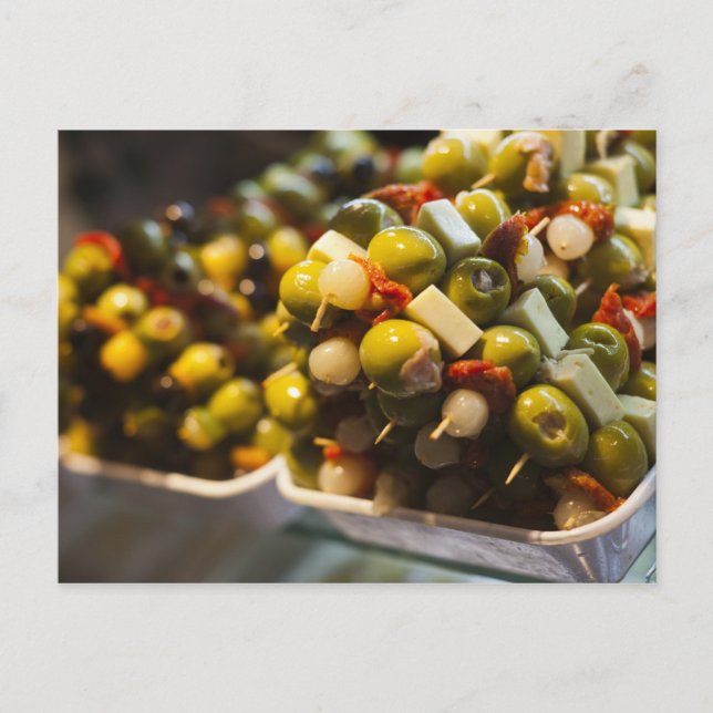 Tapas made with stuffed olives postcard (Front)