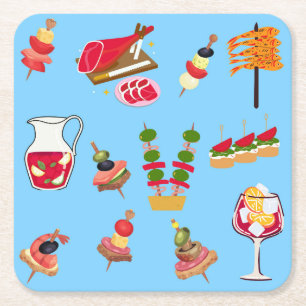 Tapas Party Square Paper Coaster