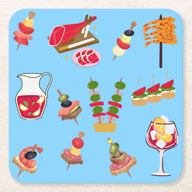  Tapas Party Square Paper Coaster (Front)