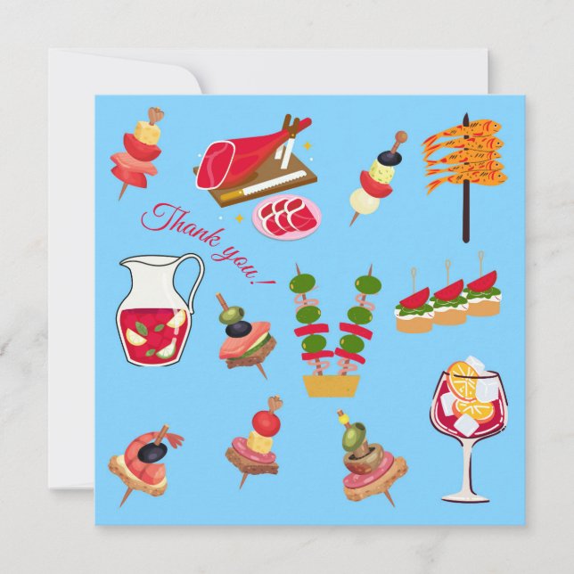  Tapas Party Thank You Card (Front)